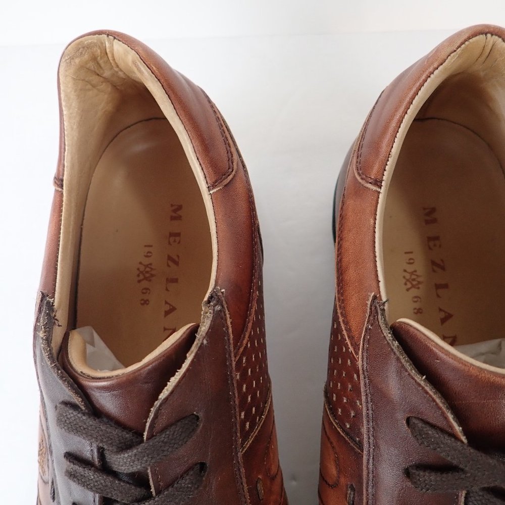 Mezlan Dress Sneaker Leather Shoe Mens 9.5 M Brown Perforated Made in Spain - Picture 5 of 13